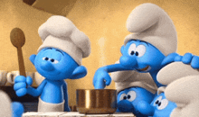 Smurfs Stealing Food GIF - Smurfs Stealing Food Testing Soup GIFs