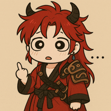 a cartoon drawing of a person with horns giving the middle finger