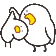 a couple of chickens are standing next to each other and hugging each other .