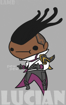 a cartoon of a man with the name lucian on it