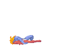 a pixel art drawing of a man in underwear with flames coming out of his hair