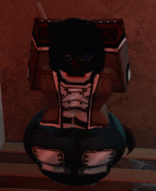 a computer generated image of a cartoon character with the letter l on his back