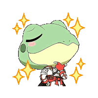 a cartoon frog with a red heart in its mouth