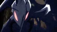 a close up of a cartoon character 's face with glowing eyes