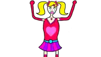 a cartoon of a girl with a heart on her chest crying