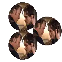a collage of four images of a man touching his face