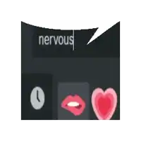 a black screen with a speech bubble that says nervous on it