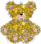 a gold teddy bear with a pink nose and paws is sitting on a white background .