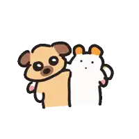 a cartoon dog and a hamster are hugging each other