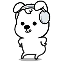a cartoon of a dog wearing headphones and a headband .