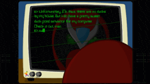 a cartoon character is playing a game on a television