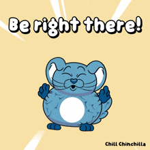 a cartoon of a cat with the words be right there below it