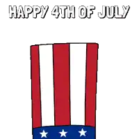 a penguin wearing a patriotic hat with the words happy 4th of july written below it