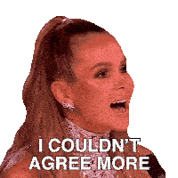 a woman says i couldn 't agree more with her mouth open