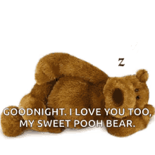 Sweet Pooh Bear Brown Teddy Bear GIF - Sweet Pooh Bear Brown Teddy Bear Good Night GIFs