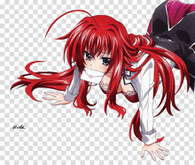 a girl with red hair is holding an envelope