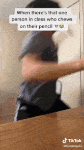 a tiktok of a person chewing on their pencil