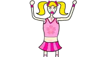 a cartoon drawing of a cheerleader crying
