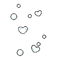 a drawing of soap bubbles in the shape of hearts and circles .