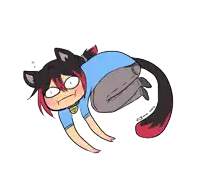 a cartoon of a person with a cat 's tail and ears