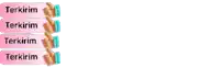 a hand is holding a pink bottle that says terkirim