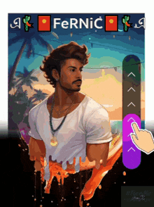 a pixel art drawing of a man with the name fernic