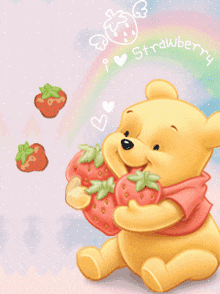 Winnie The Pooh Strawberries GIF - Winnie The Pooh Strawberries I Love Strawberries GIFs