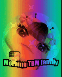 a picture of a cartoon character with the words morning tbm family below it