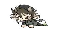 a drawing of a cartoon character with horns and the letter o on his shirt