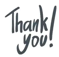 a gray thank you sign on a white background