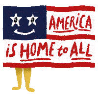 a sign that says america is home to all with a face on it