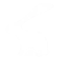 a black and white drawing of a rabbit on a white background .