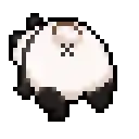 a pixel art drawing of a panda bear with black and white stripes