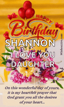 a happy birthday card for shannon i love you daughter