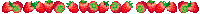 a row of red and green flowers on a white background
