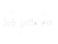 a black and white drawing of the words bob gotta pee on a white background