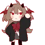 a cartoon girl with horns is giving a thumbs up sign