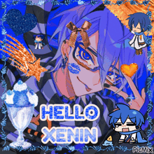 a picture of a boy with the words hello xenin