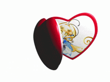 a heart shaped mirror with a picture of an angel and a picture of a demon