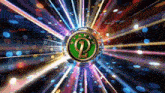 a green disco ball with the letter p in the center