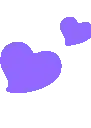 two purple hearts are floating in the air .
