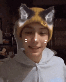 a person wearing a cat hat with cat ears