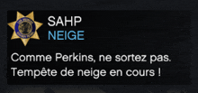 a sign that says sahp neige in a foreign language