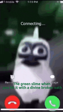 a phone screen shows a cartoon character talking on the phone