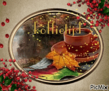 a picture of a cup of coffee with the words koffietijd written above it