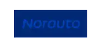 a blue and white norauto logo with a white background
