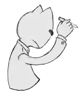 a drawing of a cat with a heart above it