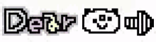 a pixelated image of the word dear on a white background .