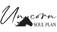 a logo for unicorn soul plan with a unicorn head