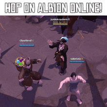 a screenshot of a video game with the words hop on albion online at the top